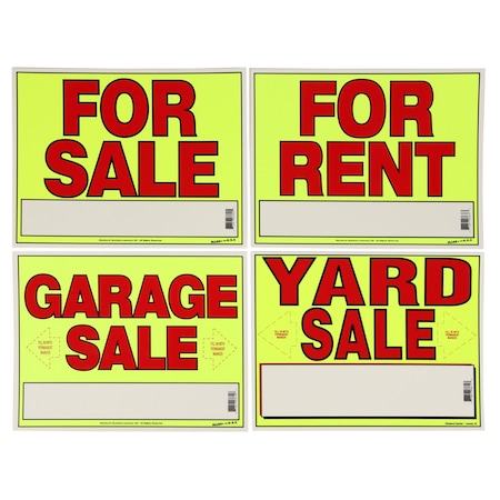 Sunburst Systems Sign For Rent 11 in x14 in Weather Resistant, 4-Pack PK 3647